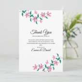 Elegante Roze Bloemen Bedankkaart (Staand voorkant)
