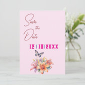 Elegante Roze Bloemen Bedankkaart (Staand voorkant)