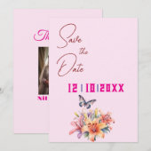 Elegante Roze Bloemen Bedankkaart (Voorkant / Achterkant)
