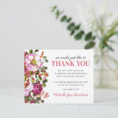 Elegante roze bloemen begrafenis Dank u Bedankkaart (Staand voorkant)