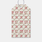 Elegante Roze Bloemen & Beige Latwerk Rococo Reviv Cadeaulabel (Voorkant)