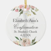 Elegante Roze Bloemen Bevestiging Custom Christmas Keramisch Ornament (Voorkant)