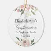 Elegante Roze Bloemen Bevestiging Custom Christmas Keramisch Ornament (Links)