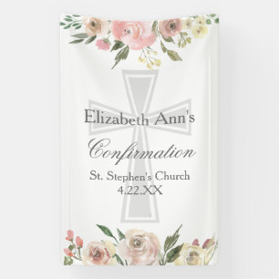 Elegante Roze Bloemen Bevestiging Custom Party Spandoek