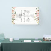 Elegante Roze Bloemen Bevestiging Custom Party Spandoek (Beurs)