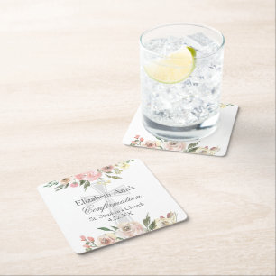 Elegante Roze Bloemen Bevestiging Partij Custom Kartonnen Onderzetters