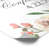Elegante Roze Bloemen Bevestiging Partij Custom Poster (Hoek)