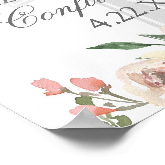 Elegante Roze Bloemen Bevestiging Partij Custom Poster (Hoek)
