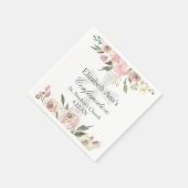 Elegante Roze Bloemen Bevestiging Partij Custom Servet (Hoek)