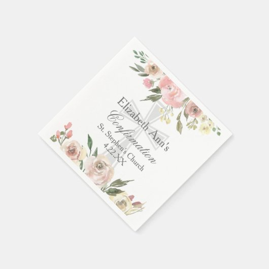 Elegante Roze Bloemen Bevestiging Partij Custom Servet (Hoek)