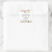 Elegante Roze Bloemen Bevestiging Partij Custom Vierkante Sticker (Tas)