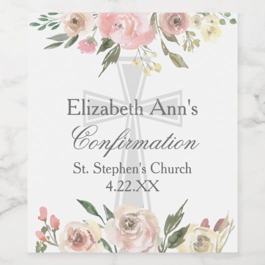 Elegante Roze Bloemen Bevestiging Partij Custom Wijn Etiket (Enkel label)