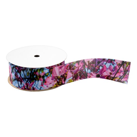 Elegante roze bloemen bloeien Dogwood boom Grosgrain Lint (Spoel)