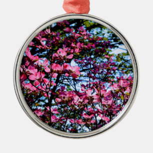 Elegante roze bloemen bloeien Dogwood boom Metalen Ornament
