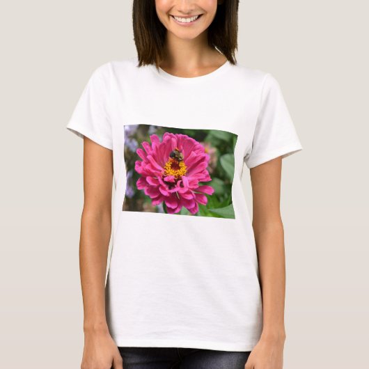 Elegante roze bloemen bloem moeder madeliefje honi t-shirt (Voorkant)