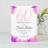 Elegante Roze Bloemen Bloemen 60ste Verjaardagsfee Kaart (Staand voorkant)