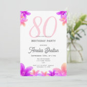 Elegante Roze Bloemen Bloemen 80ste Verjaardagsfee Kaart (Staand voorkant)