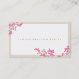 Elegante roze bloemen bloemenkunst schoonheidssalo visitekaartje