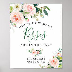 Elegante Roze Bloemen Bloemenschild Poster