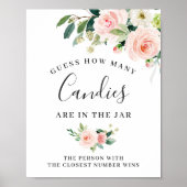 Elegante Roze Bloemen Bloemenschild Poster (Voorkant)