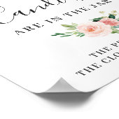 Elegante Roze Bloemen Bloemig Bord Poster (Hoek)