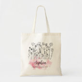 Elegante Roze Bloemen "Bloom met Joy" Waterverf Tote Bag (Voorkant)