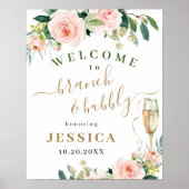 Elegante Roze Bloemen Boho Bruidsfeest Poster (Voorkant)
