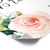 Elegante Roze Bloemen Boho Bruiloft Feest Poster (Hoek)