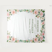 Elegante Roze Bloemen Boho Trouw Achtergrond Wandkleed (Voorkant (horizontaal))