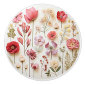 Elegante roze bloemen botanisch keramische knop (Voorkant)