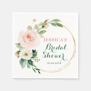 Elegante Roze Bloemen Bruidsdouche Servet