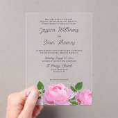 Elegante roze bloemen bruiloft acryl uitnodigingen (Insitu (Draagbaar))