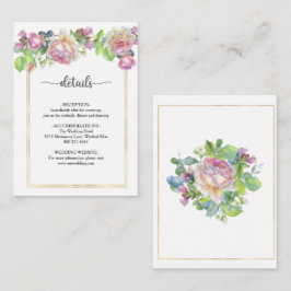 Elegante Roze Bloemen Bruiloft Bijkaart Informatiekaartje