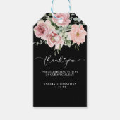 Elegante Roze Bloemen bruiloft Dank u voor uw guns Cadeaulabel (Voorkant)