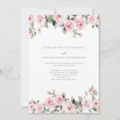 Elegante roze bloemen bruiloft uitnodiging (Voorkant)