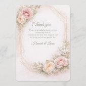 Elegante Roze Bloemen Bruiloftsmenu Kaart (Achterkant)