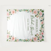 Elegante Roze Bloemen Bruiloftsshower Achtergrond Wandkleed (Voorkant (horizontaal))