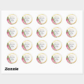 Elegante Roze Bloemen Dank u bruiloft Ronde Sticker (Vel)
