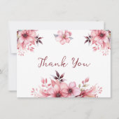 Elegante roze bloemen Dank u Vrijgezellenfeest Bedankkaart (Voorkant)