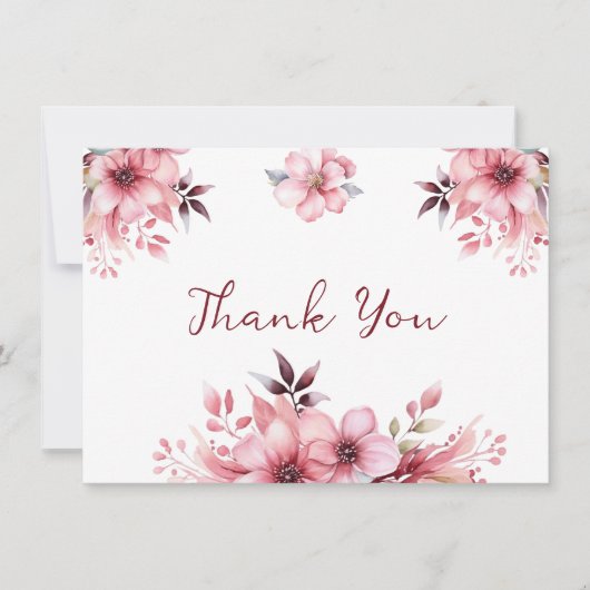 Elegante roze bloemen Dank u Vrijgezellenfeest Bedankkaart (Voorkant)