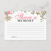 Elegante roze bloemen delen een herinnering informatiekaartje (Voorkant)