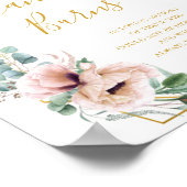 Elegante Roze Bloemen | Deze Kaars Brandend Teken Poster (Hoek)