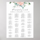 Elegante Roze Bloemen Eenvoudige Huwelijk Zitting  Poster (Voorkant)