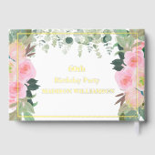 Elegante Roze Bloemen Elk Jaar Verjaardag Gouden F Gastenboek (Achterkant)