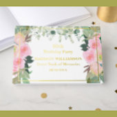 Elegante Roze Bloemen Elk Jaar Verjaardag Gouden F Gastenboek