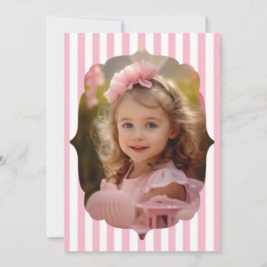 Elegante Roze Bloemen en Boog Meisje Verjaardag Kaart (Achterkant)