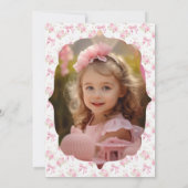 Elegante Roze Bloemen en Boog Meisje Verjaardag Kaart (Achterkant)