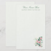 Elegante roze bloemen en eucalyptus briefpapier (Voorkant / Achterkant)