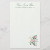 Elegante roze bloemen en eucalyptus briefpapier (Voorkant)