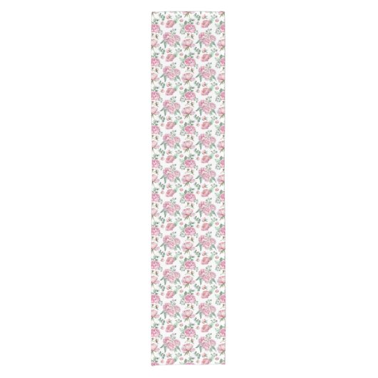 Elegante Roze Bloemen en Eucalyptus Greenery Baby  Korte Tafelloper (Voorkant)